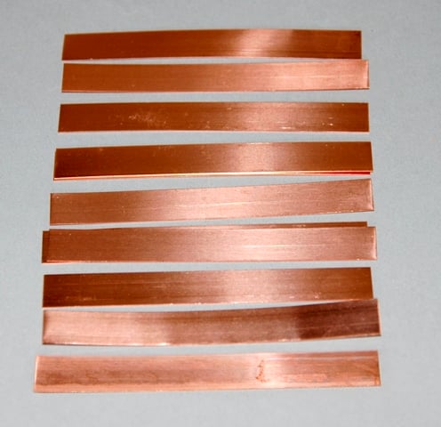 Copper Metal Strips, 3/8” x 3” x 0.01” Pk/16